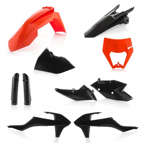 Full Kit Plastique KTM EXC/EXCF 17/19 + Plastique Plaque Phare - Noir/Orange