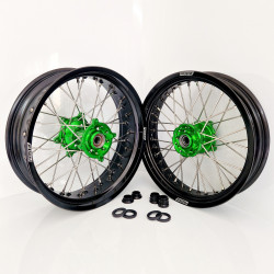 Paire de roues Supermoto - Kawasaki 125-250 KX 93-03 + 500 KX 94-04 - Personnalisable