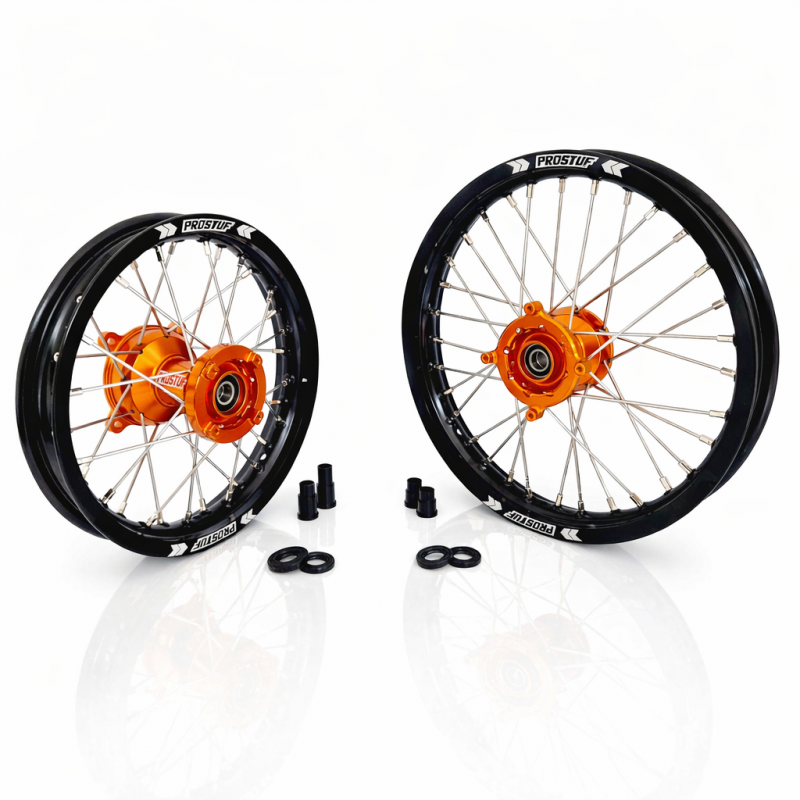 Paire de roues MX PROSTUF 65cc - KTM / GASGAS / HVA - 25-27 - Grande roues 17/14 - Personnalisable