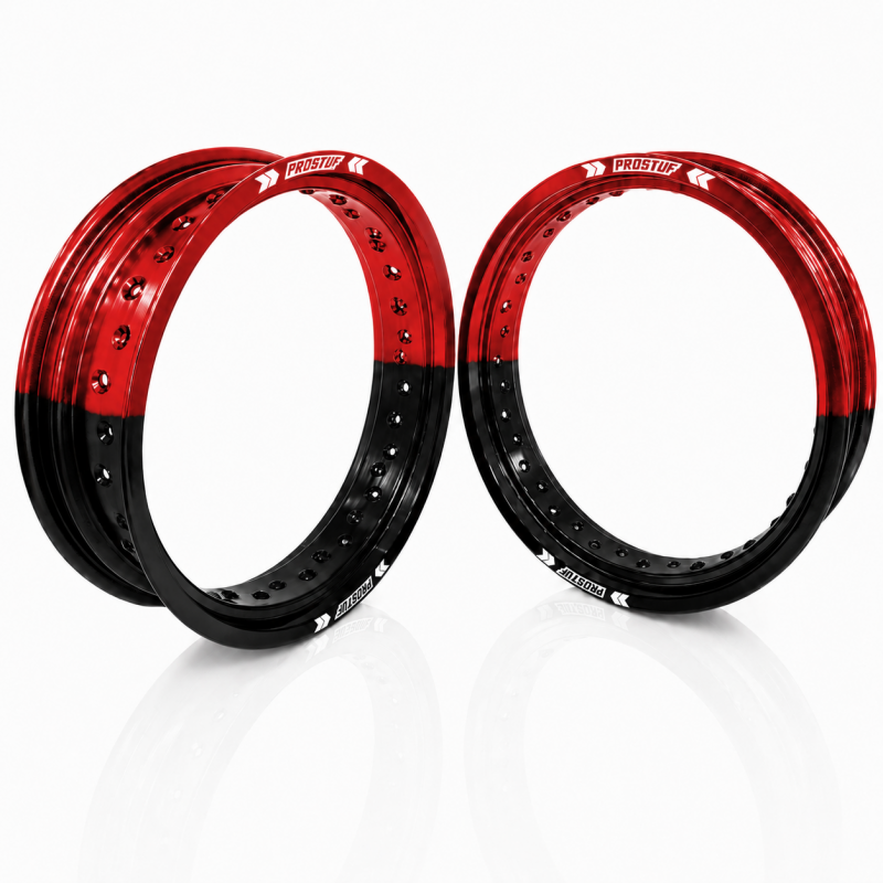 PROSTUF front rim + rear rim - 17x3.50 & 17x4.50 -  Red/Black