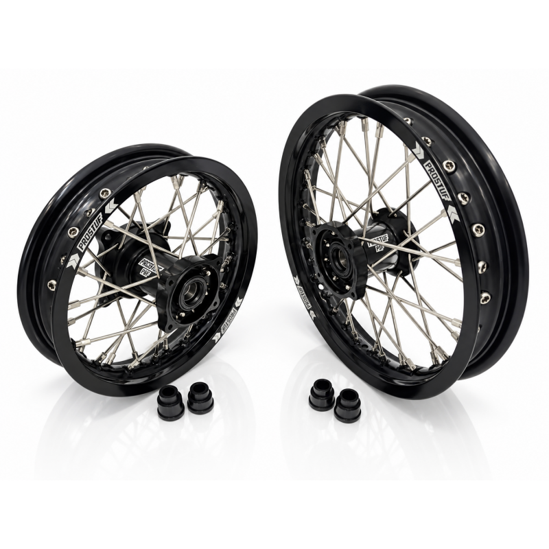Paire de roues MX PROSTUF 50cc - KTM / GASGAS / HVA - Moyeux noirs / Jantes noires